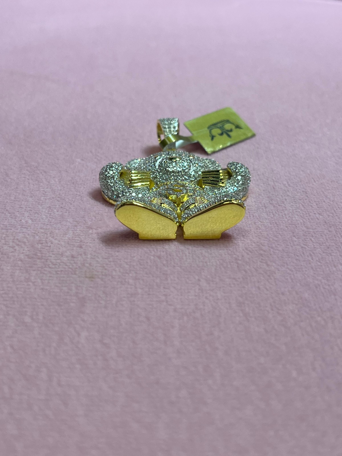 Moissanite Teddy Bear Money Pendant 4.79 CT Silver Gold Rose Gold
