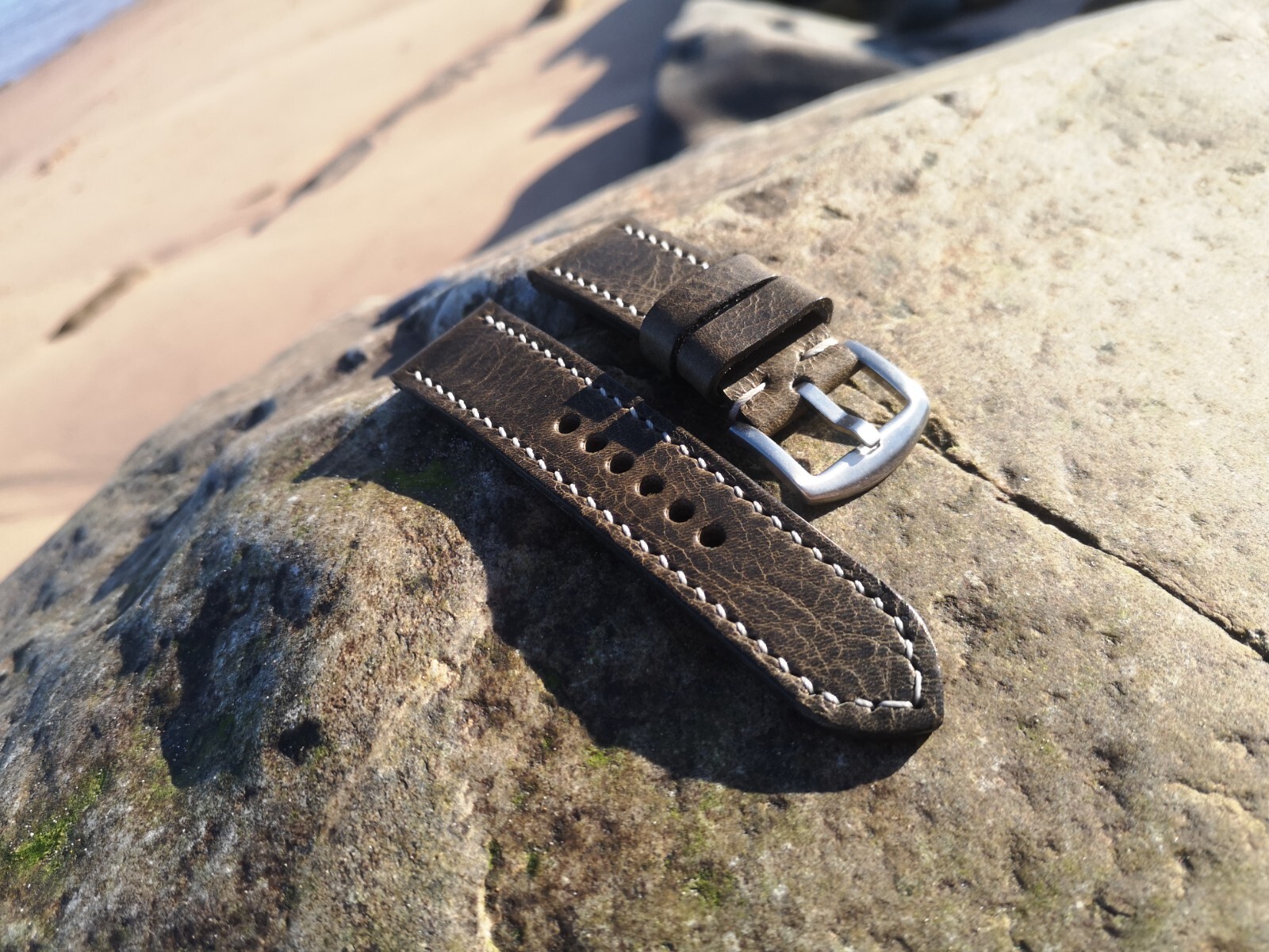 Grey (Elephant) Italian Leather Watch Strap: 18 to 24 mm: Handmade in the UK