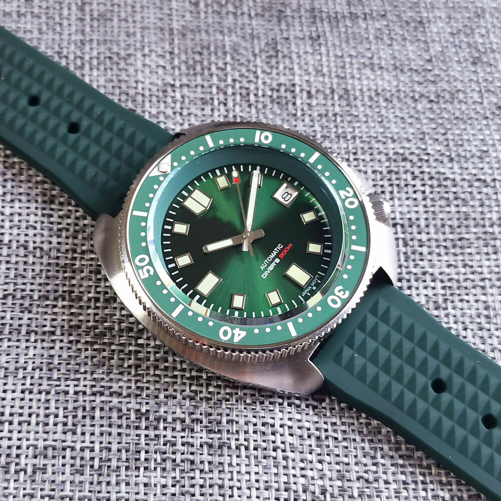 44mm Tandorio sterile luminous green dial NH35 Automatic Steel diving mens Watch
