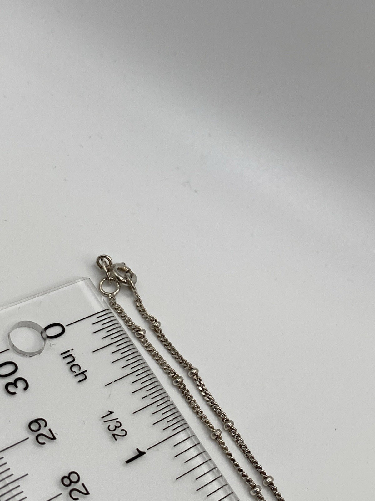 NVC 925 Sterling Initial “P”Diamond Disc Pendant Beaded Station Chain Necklace