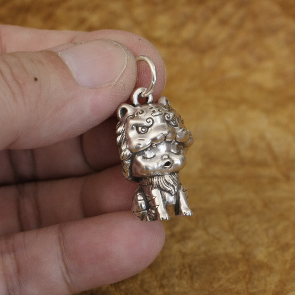 Cute Tiger 925 Sterling Silver Q Version Charms Animal Pendant TA360A HZ