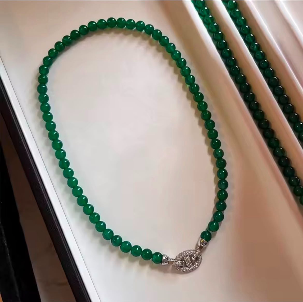 Natural Green Chalcedony 14K Gold Filled Chain Necklace Birthday Gift Women