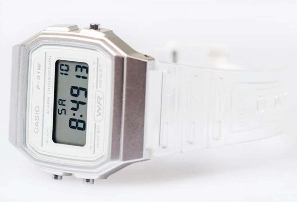 Casio Quartz Watch with Resin Strap, Clear, 20 (Model: F-91WS-7CF)
