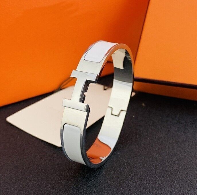 RARE NEW High Quality Classic Luxury Stainless Steel H-buckle Bracelet Size 17cm