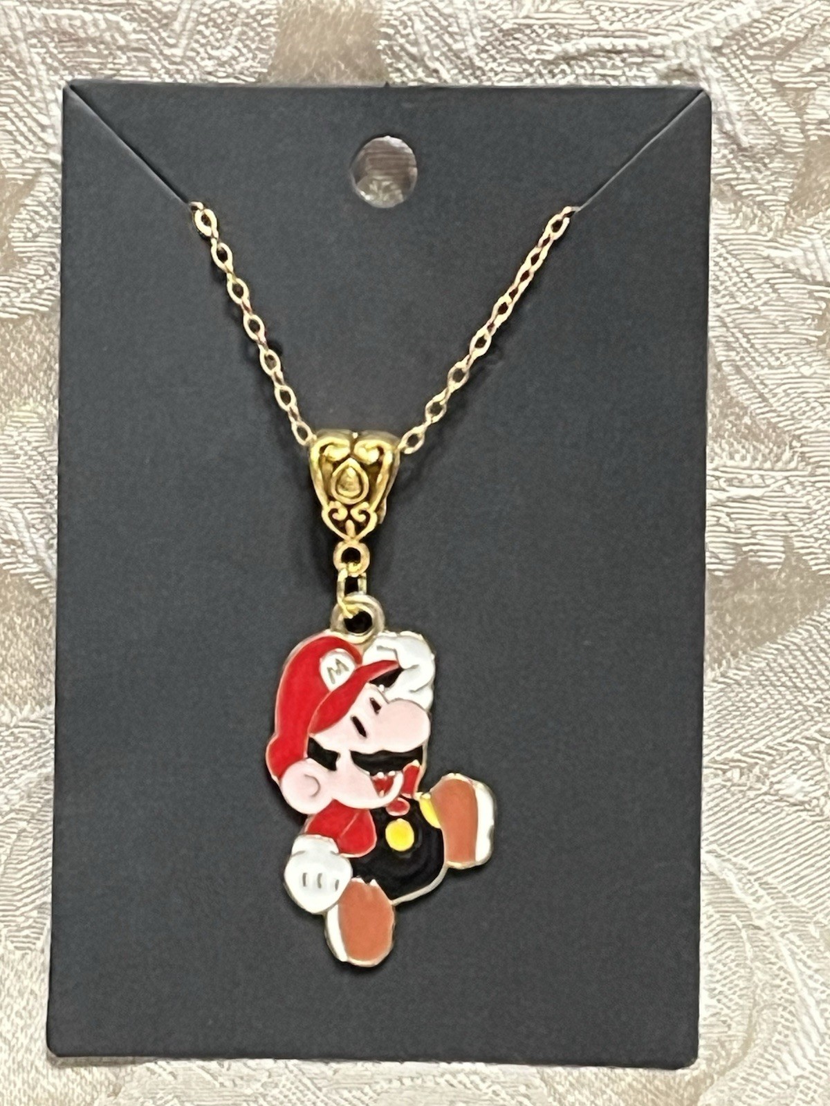 Cartoon Mario Luigi Video Game Gold Enamel Bohemian Trendy Necklace 18”