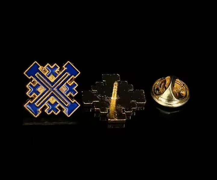18K Gold Plated Red , Black, Blue,Green orWhite Enamel Jerusalem Cross Lapel Pin
