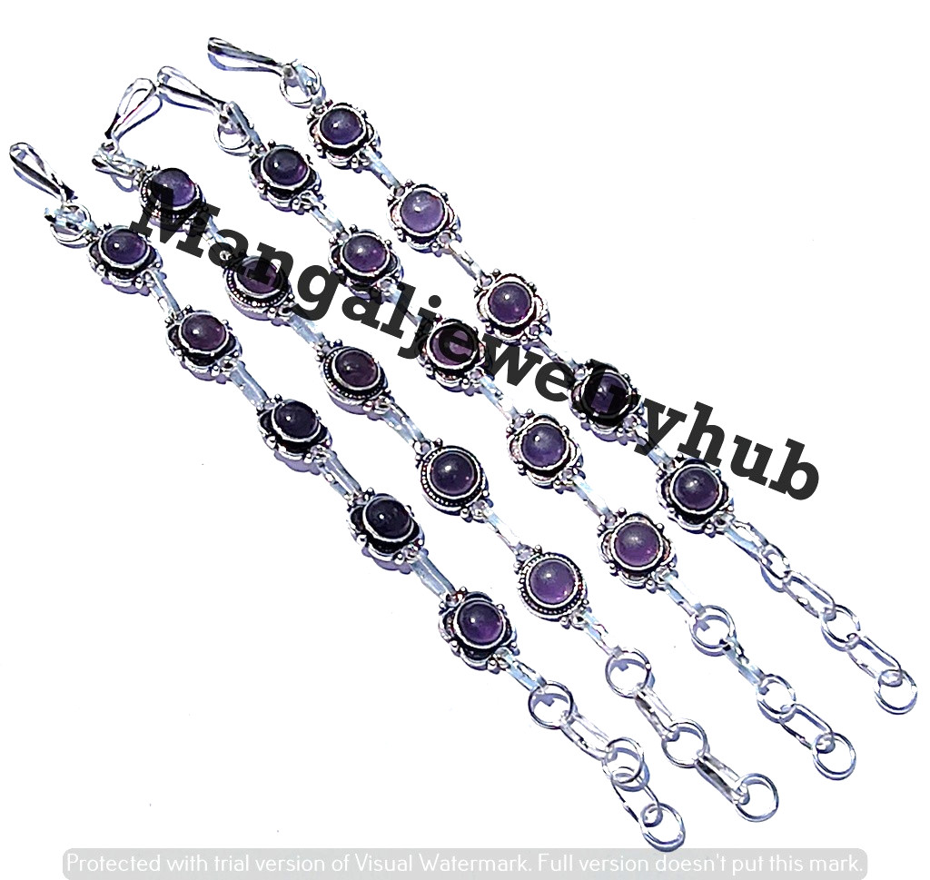 Buy Amethyst Gemstone Bracelets 925 Sterling Silver Plated 10PCS Jewellery Lot