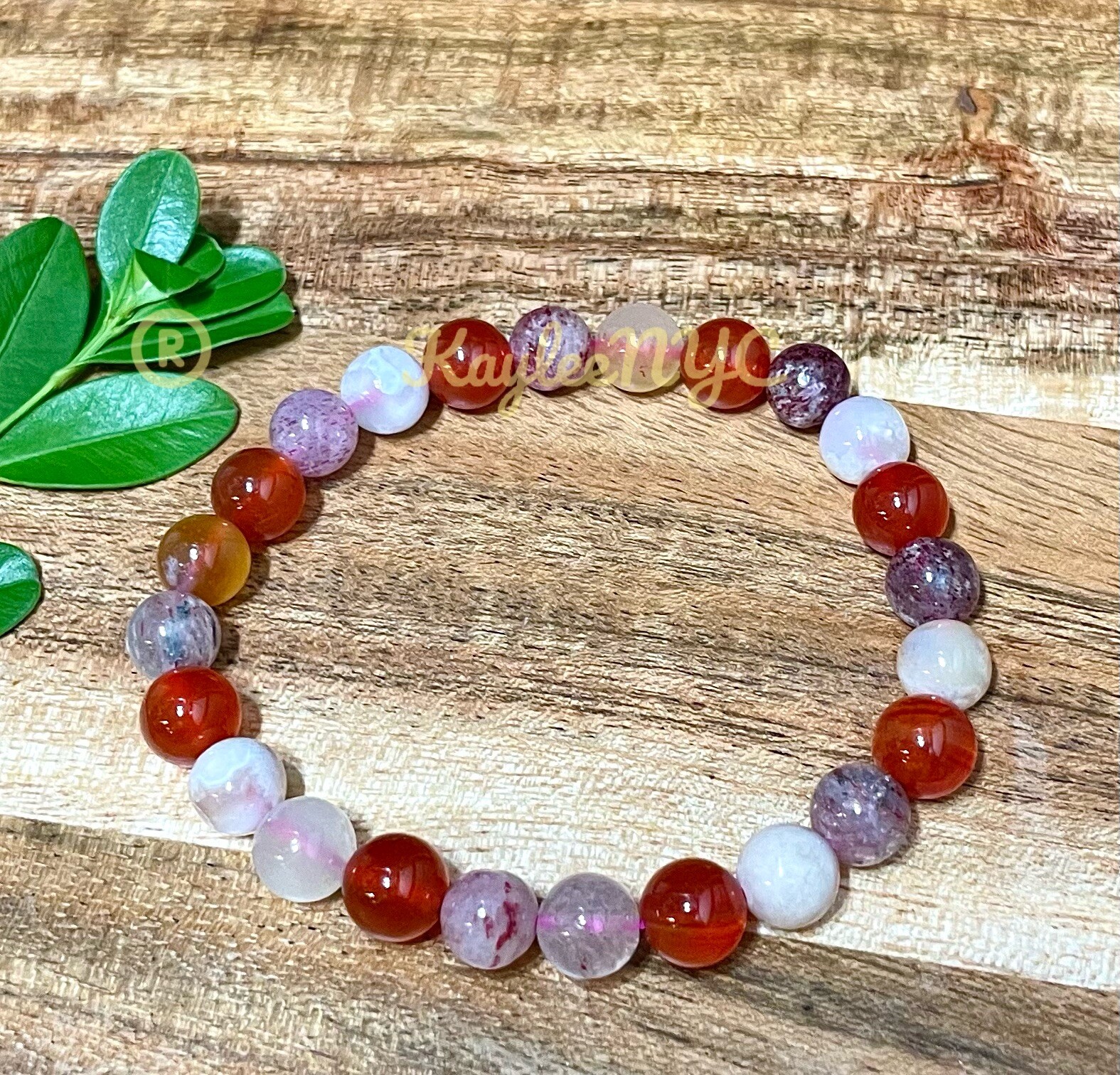 Wholesale 6 Pcs Love Combo Natural Crystal 8mm 7.5” Stretch Bracelet