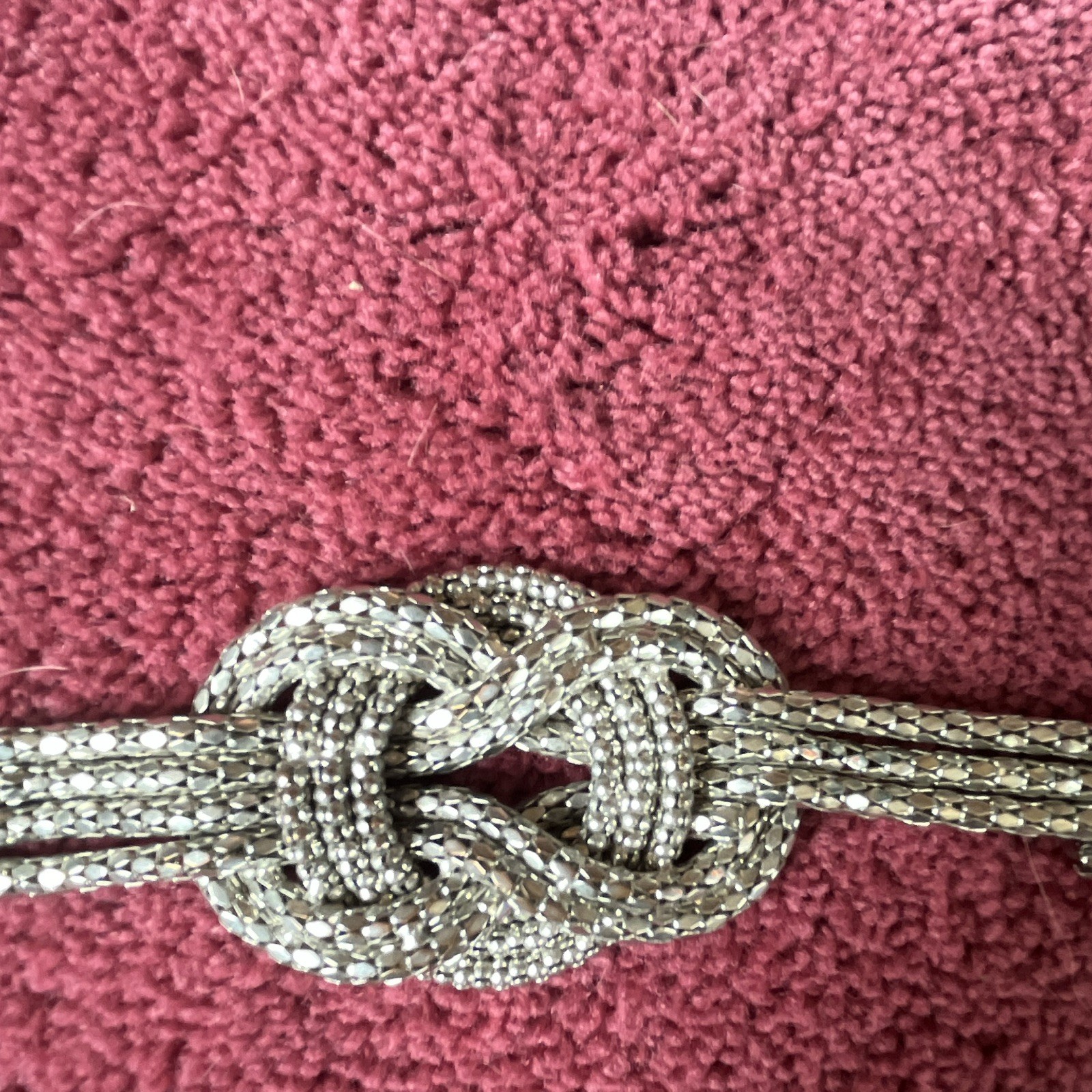 Silver Tone Multi-Row Link Chain Knot Bracelet, Adjustable, Lobster Clasp