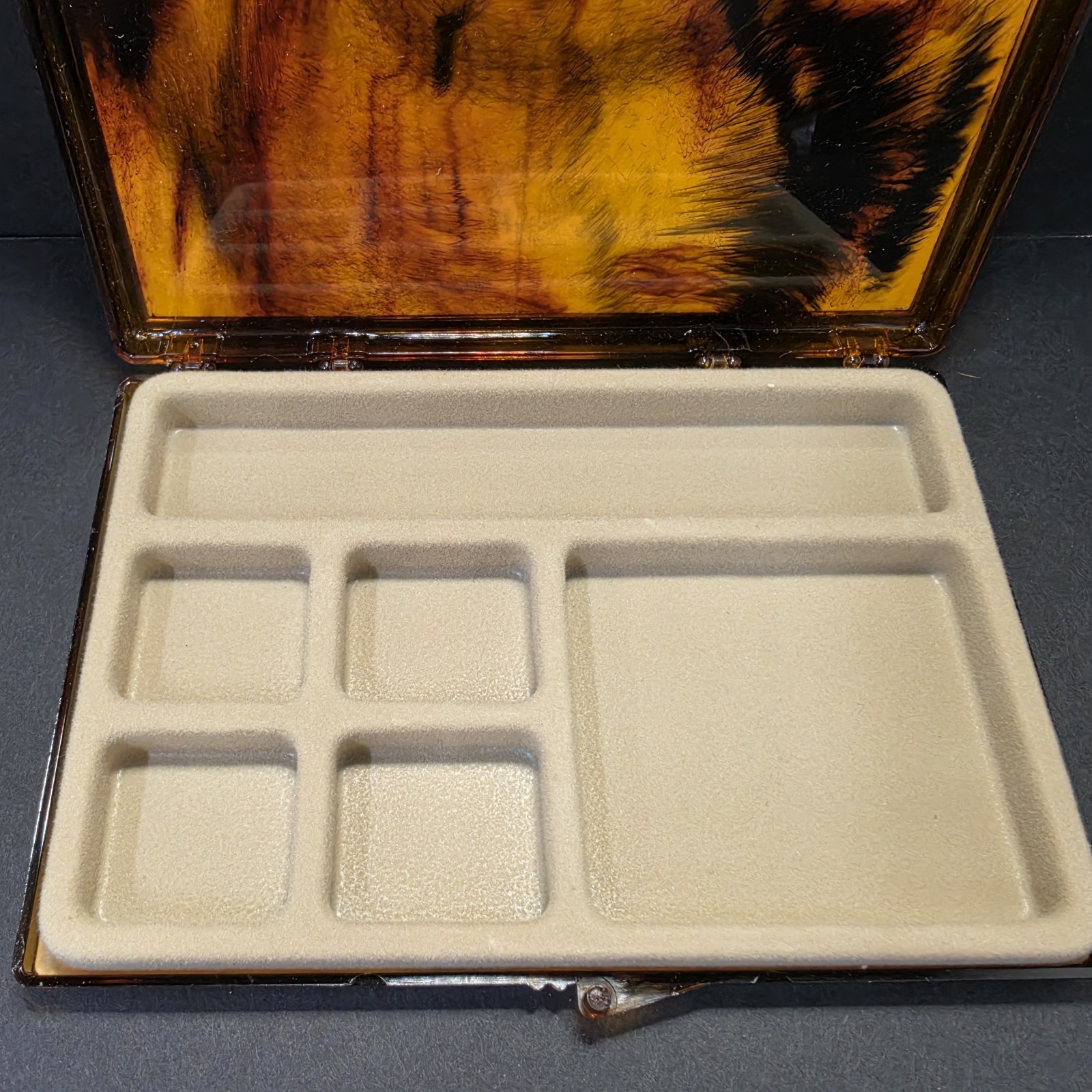 Vintage 1970s Mustard Yellow Floral Lucite Acrylic Jewelry Box Valet Tray…