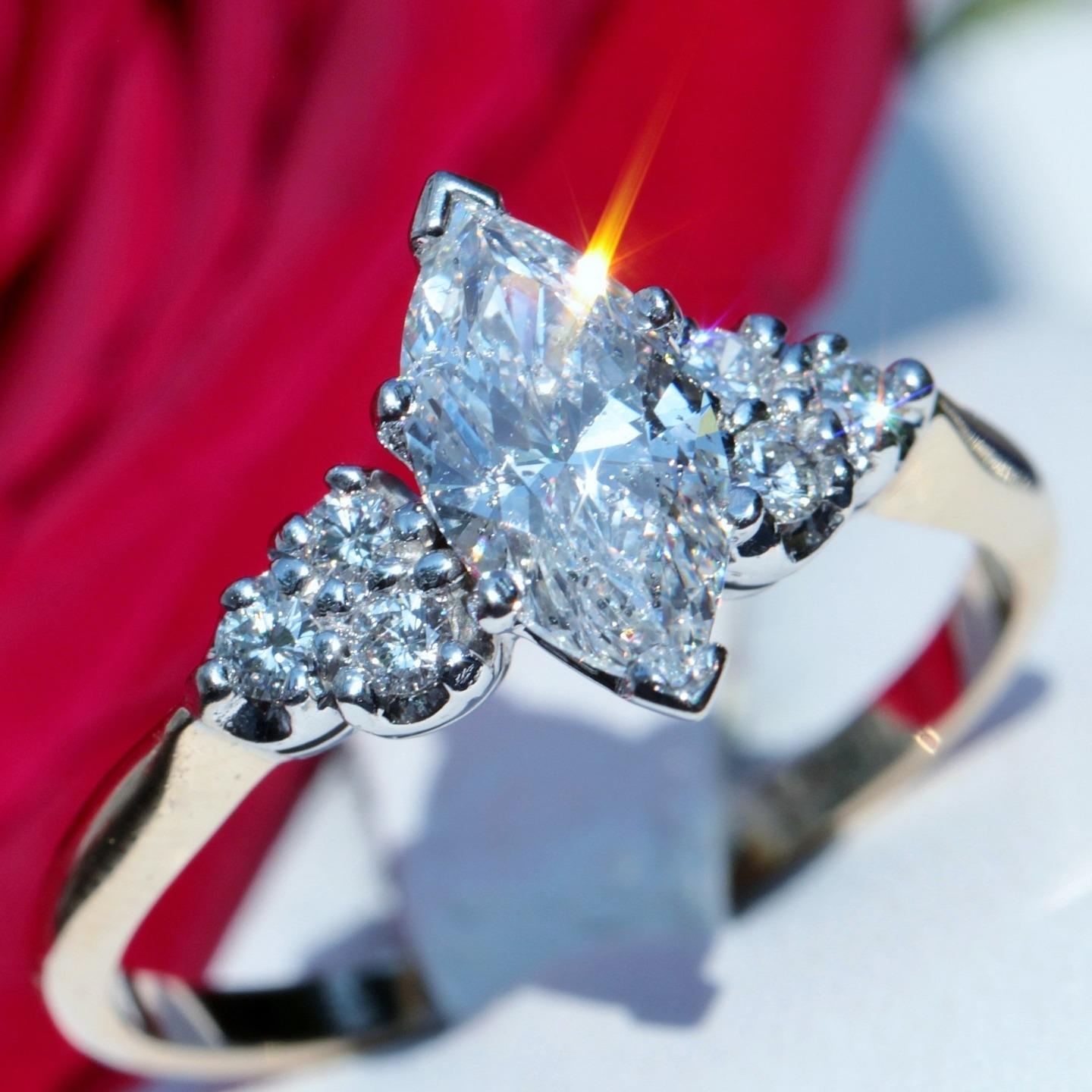 14k yellow gold 1.24ct natural diamond engagement ring sz 8.75 vintage 3.0g C-48