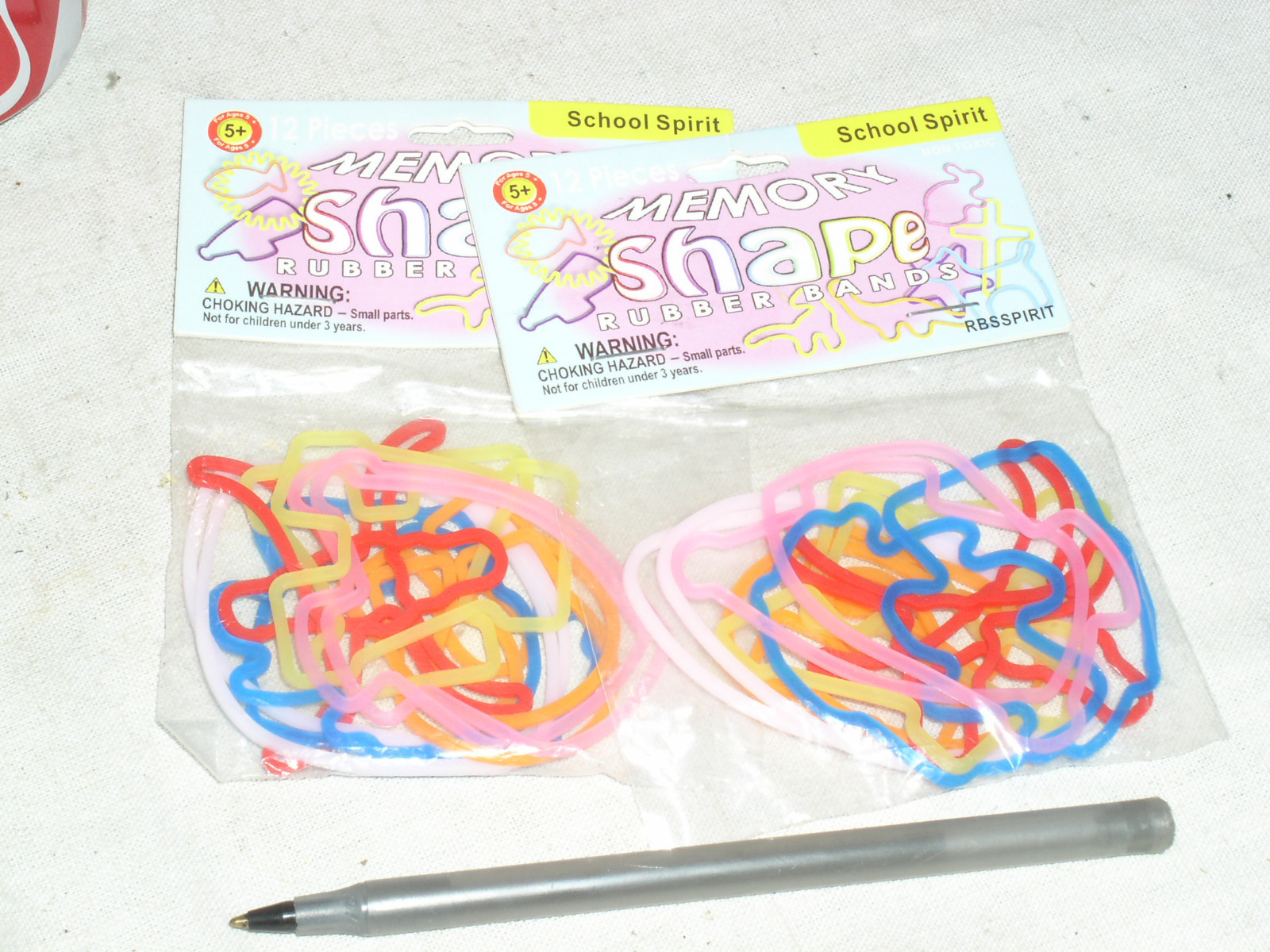 2 PACKS 12 PEPPERELL CRAFTS MEMORY SHAPE RUBBER BANDS SCHOOL SPIRIT ASSORTMENT