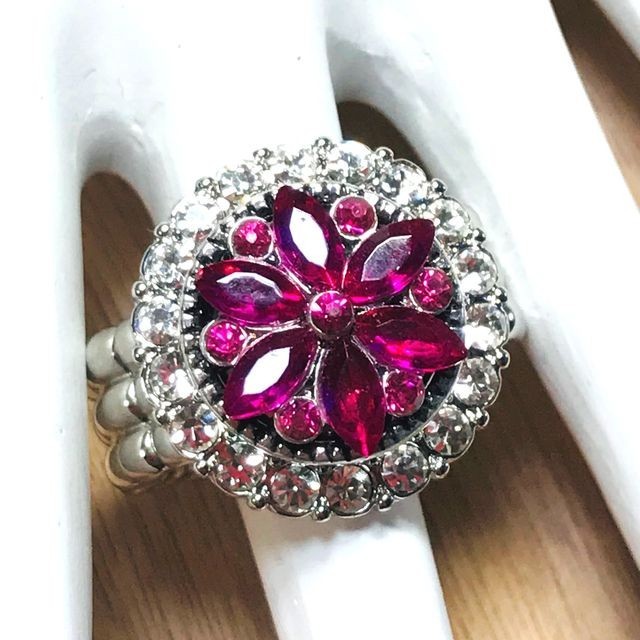 Mini Snap Jewelry Rhinestone Pink Flower fits 12mm Petite Ginger Accessories NEW