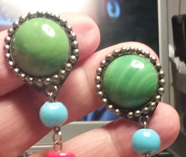 3.25″ Colorful Glass & Stone Clip On Earrings 01-01-2026