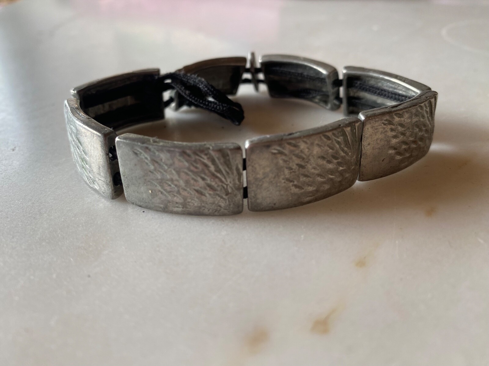 ANNE MARIE CHAGNON Modernist Hammered Pewter Link Bracelet – Canadian Designer
