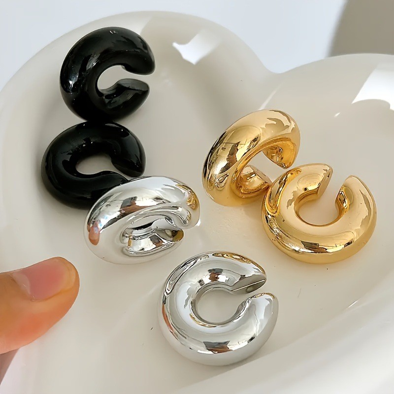 Women’s Chunky Ear Cuffs Ins Style Fashion Earrings Gold Silver Black