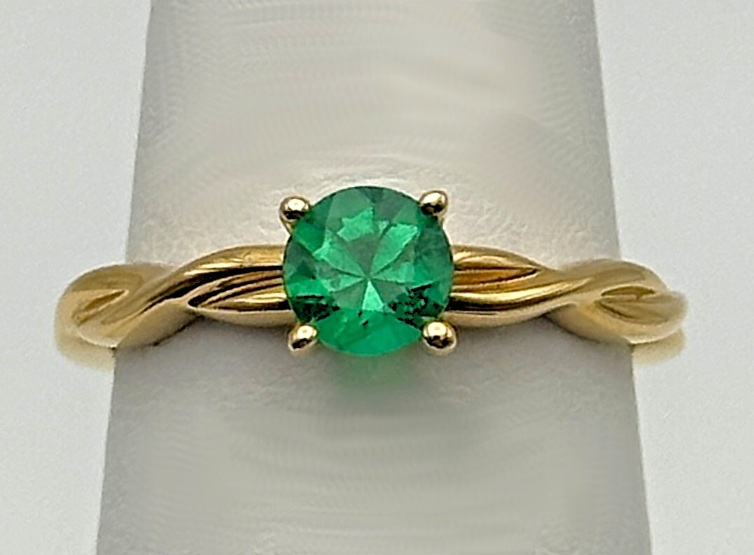 Brilliant Earth 18k Gold Twisted Vine Setting with lab-created Emerald