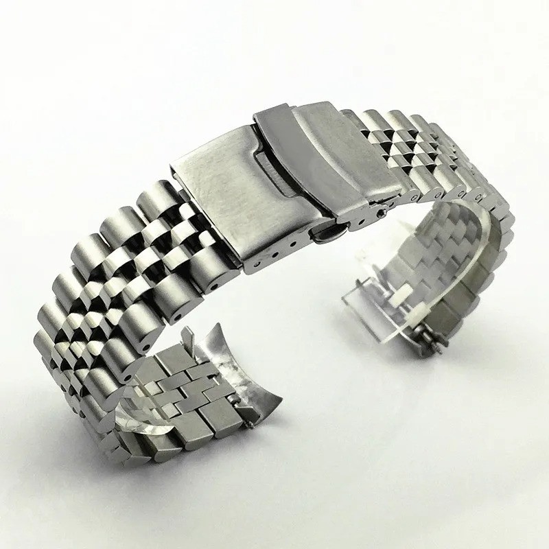 Solid Stainless Steel Watch Strap with Curved End Jubilee Bracelet Accessories