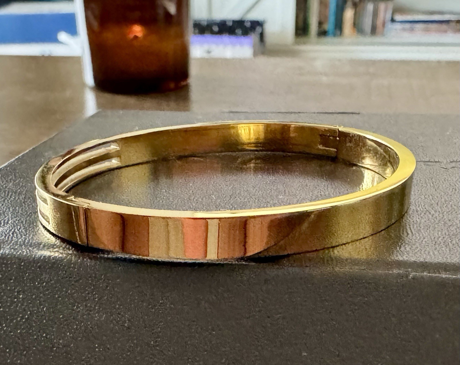 Michael Kors Gold Tone Pavé White Crystal Hinged Bangle Cuff Bracelet AJ750