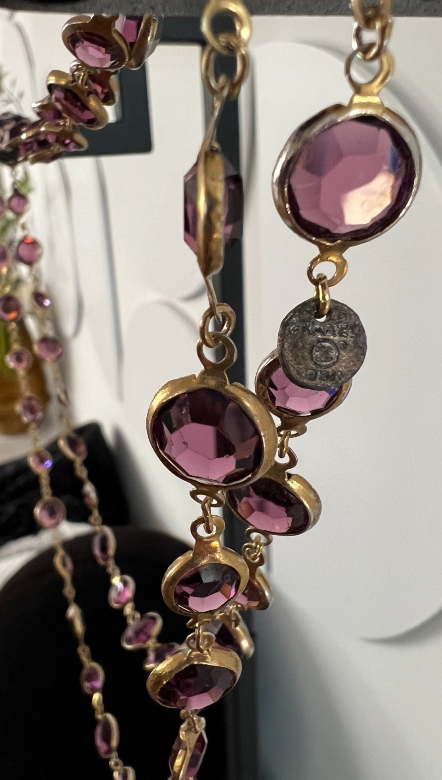 Vintage CHANEL Gripoix Amethist Crystal Sautoir Necklace (1980s)
