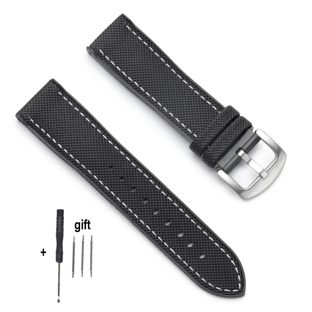 Quality Nylon Rubber Sailcloth Watch Strap 18mm 20mm 21mm 22mm Canvas Watch Band