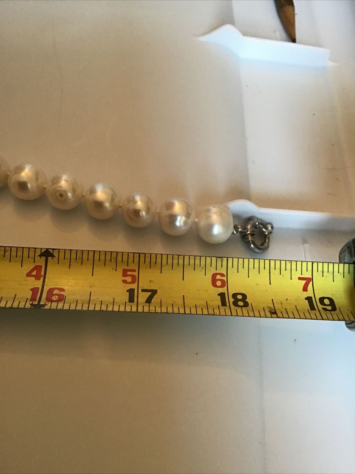 18″ Strand Cultured Pearls Necklace 9.2MM Sterling Safety Clasp Marked925 A Mark