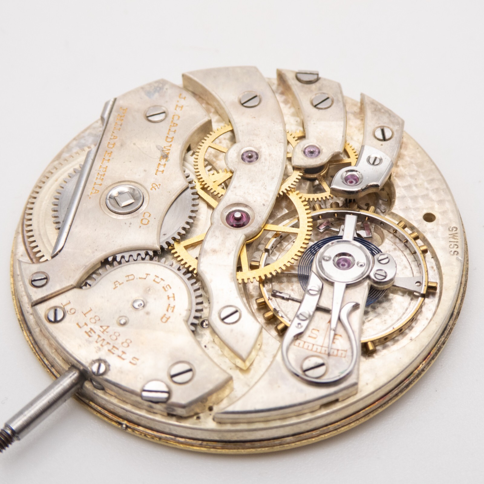 C.H. Meylan 39.7 x 6 mm 19-Jewel Antique Pocket Watch Movement, Running