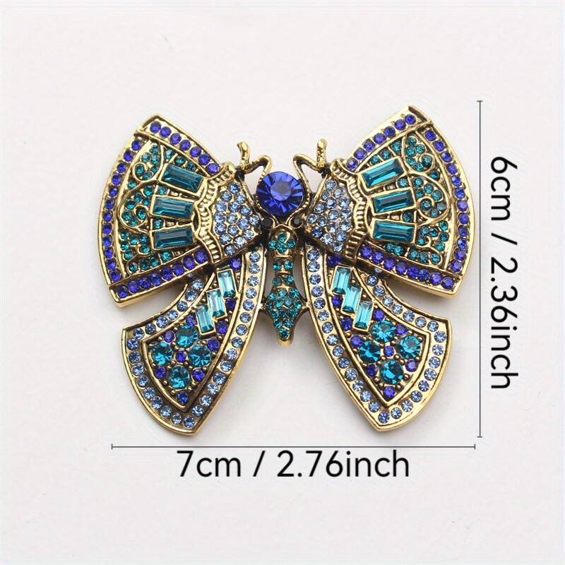 Vintage Luxury Butterfly Brooch with Rhinestones, Novelty Animal Shape Pin