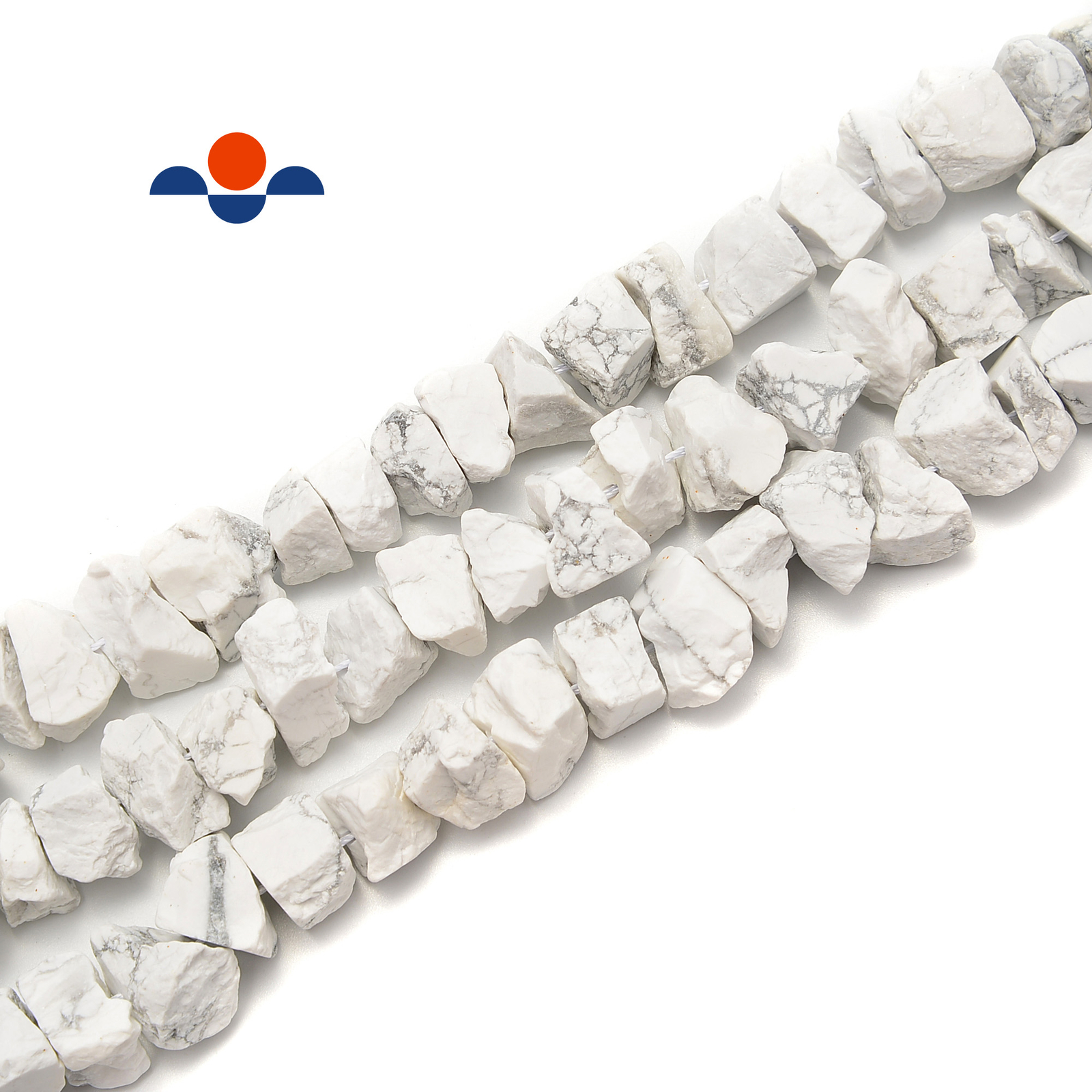 Howlite Rough Nugget Chunks Center Drill Beads Approx 6x17mm 15.5″ Strand