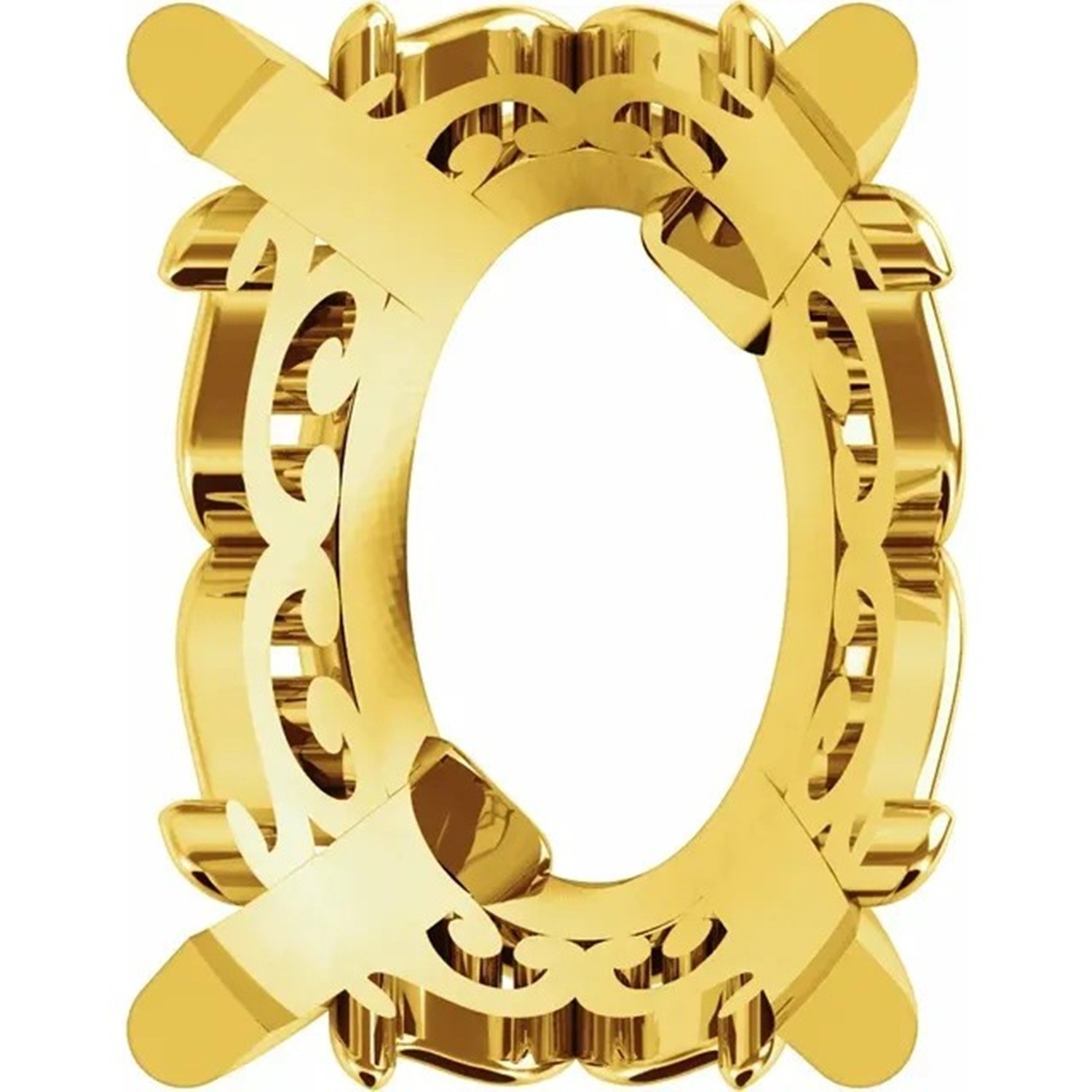14K Solid Yellow Gold Oval Cut Setting Vintage Style 4 Prong Design Mounting USA
