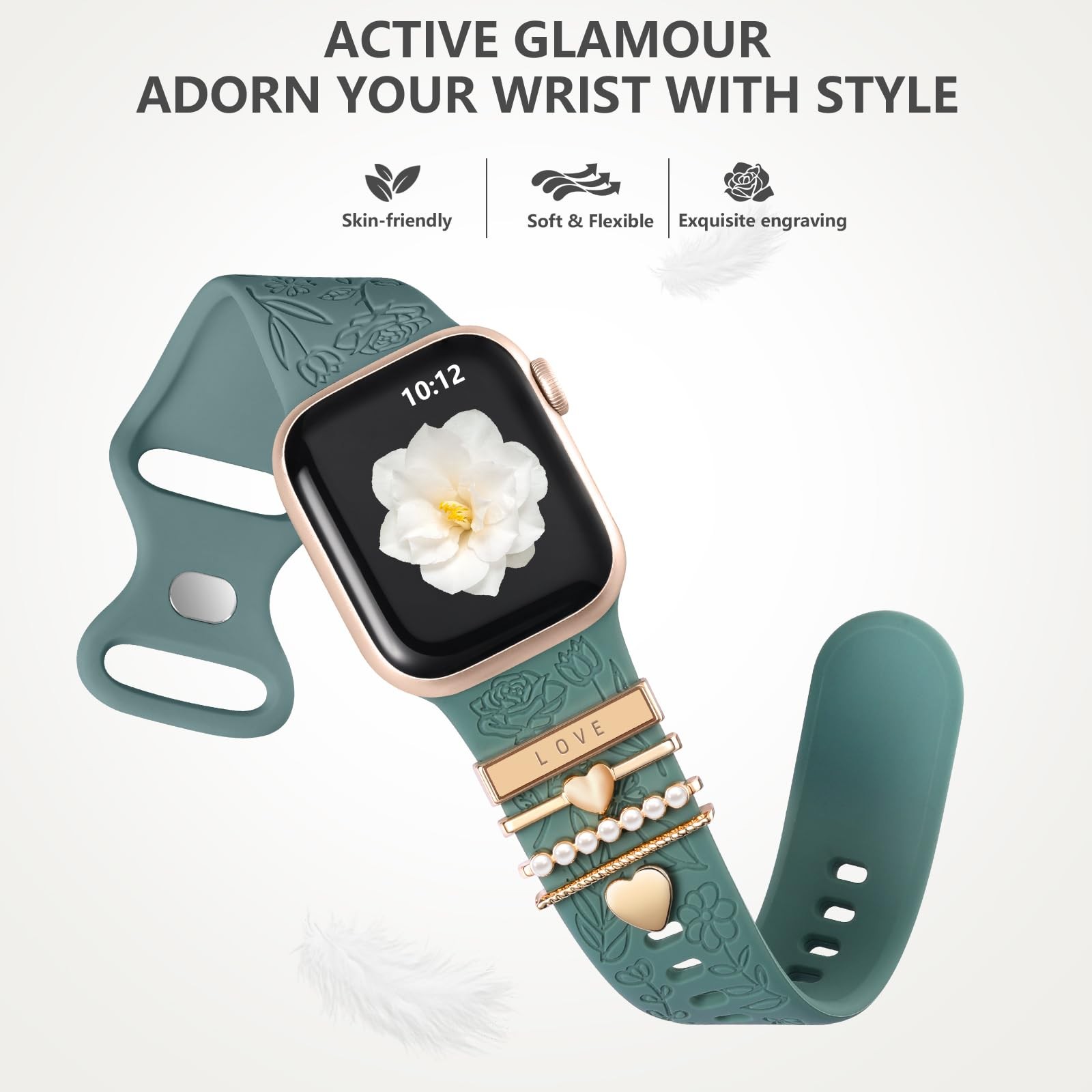 DaQin Flower 38mm/40mm/41mm/42mm(series 11 10), PineGreen Band/RoseGold Love