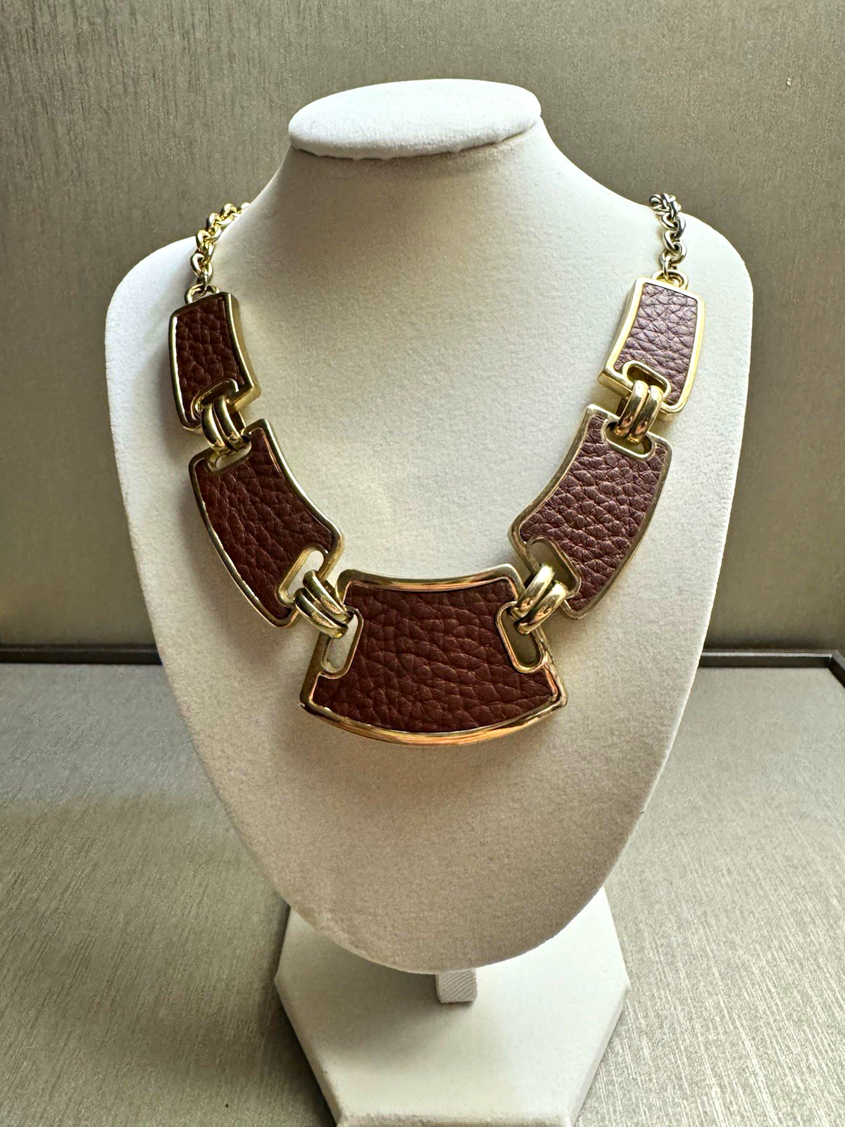White House Black Market Brown Leather Necklace