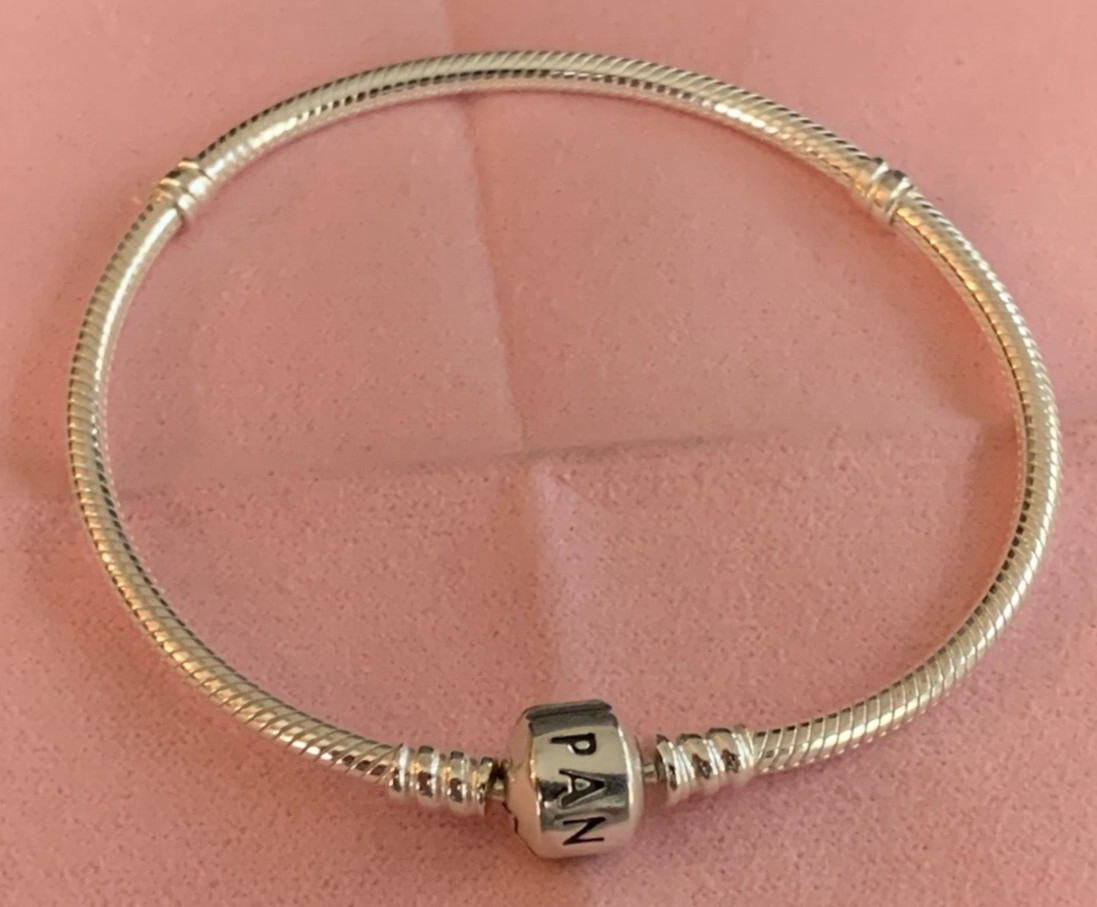 Authentic Pandora Silver Barrell clasp snake chain Bracelet 7.9″ 590702HV-20 NEW