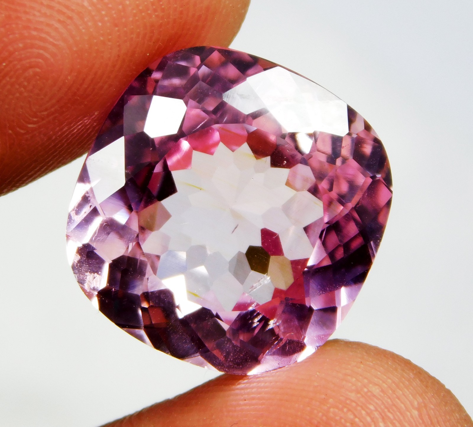 16.50 Ct Certified Natural Brazilian Pink Morganite Cushion Cut Fine Gemstone