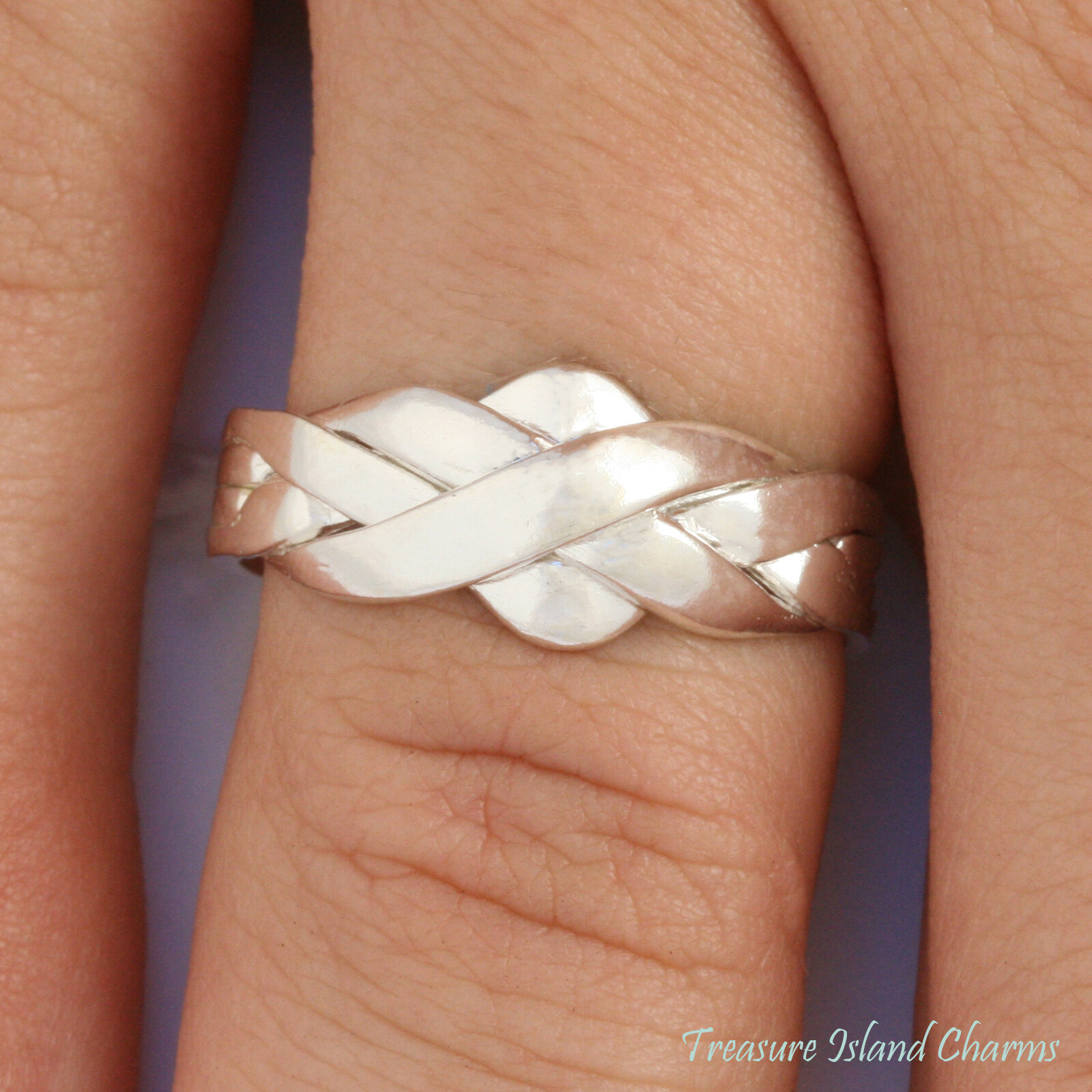 Solid 925 Sterling Silver 4-Piece 4-Band Braid Puzzle Ring Size 6,7,8,9,10,11,12