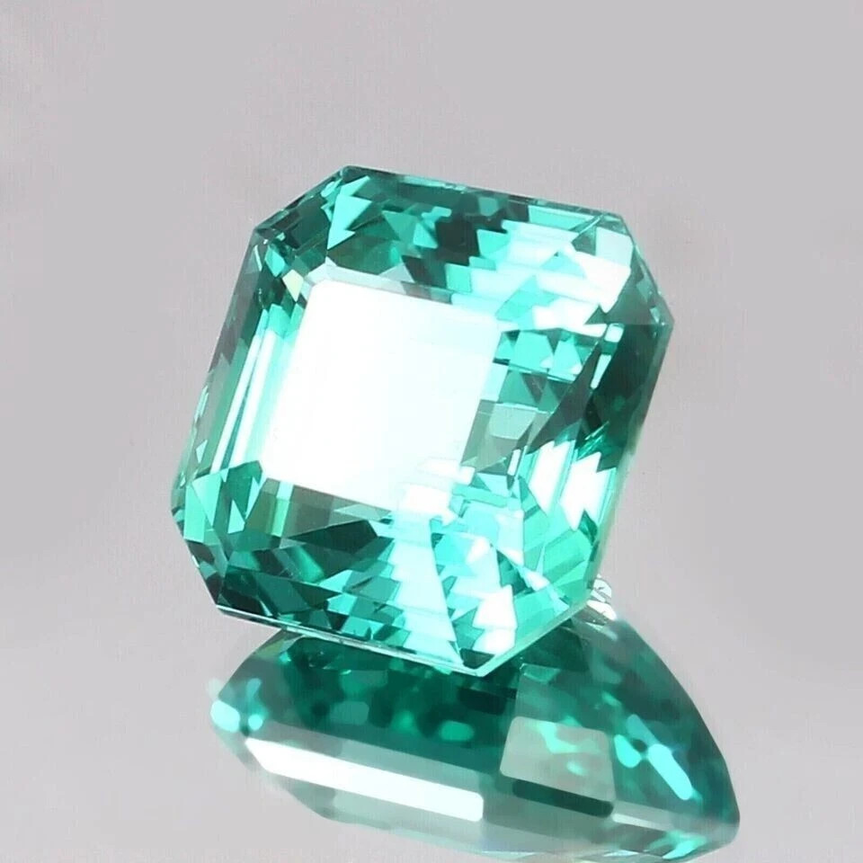 14 Ct+ Natural Green Sapphire Asscher Cut Flawless Certified Loose Gemstone