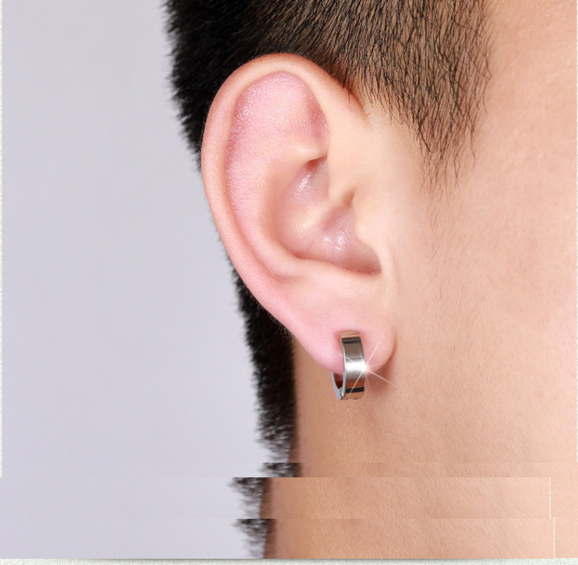 2pcs 4MM Small Men Women Stainless Steel Plain Hoop Huggie Ear Stud Earrings