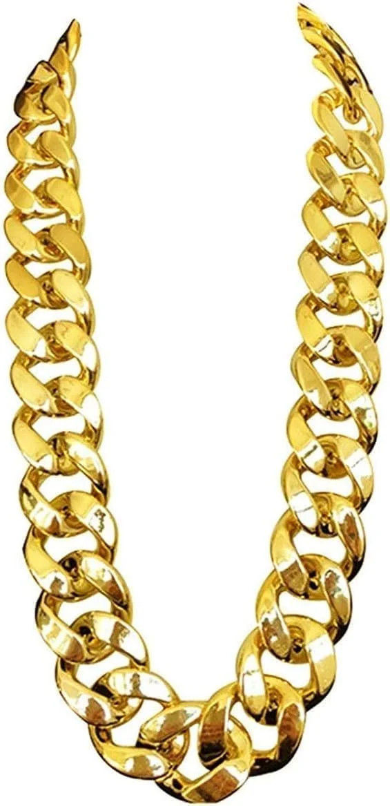 Hip Hop Rapper Plastic Chunky Fake Gold Chain Necklace,80S/90S Costume Accessory