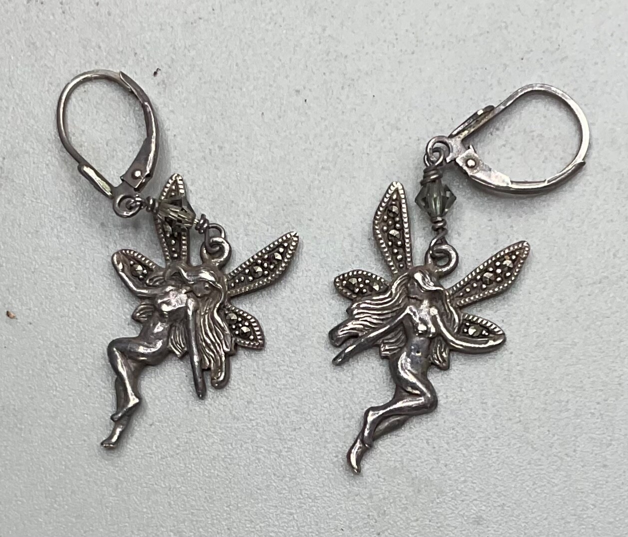 VINTAGE ACi STERLING SILVER MARCASITE FAIRY EARRINGS