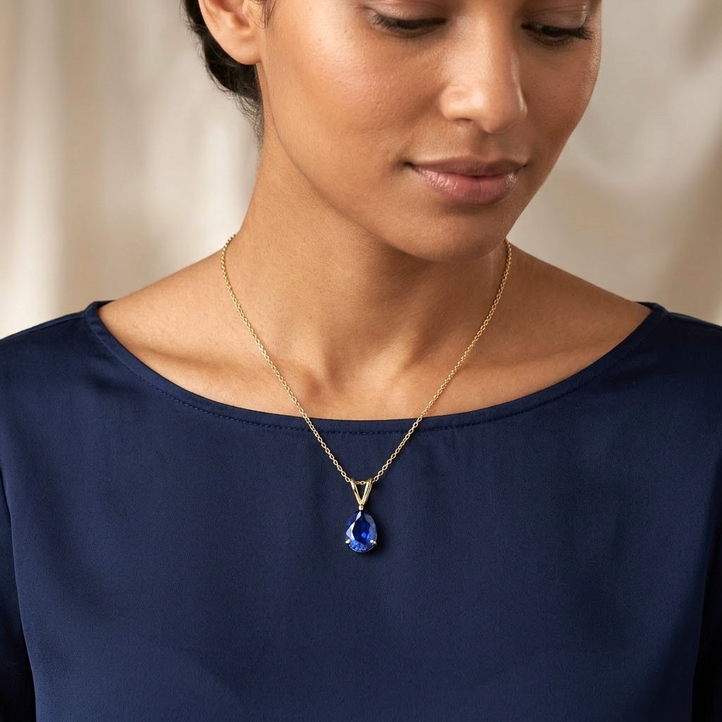 GENUINE 2.19 Cts BLUE SAPPHIRE PENDANT 14K GOLD – Free Appraisal – MADE IN USA