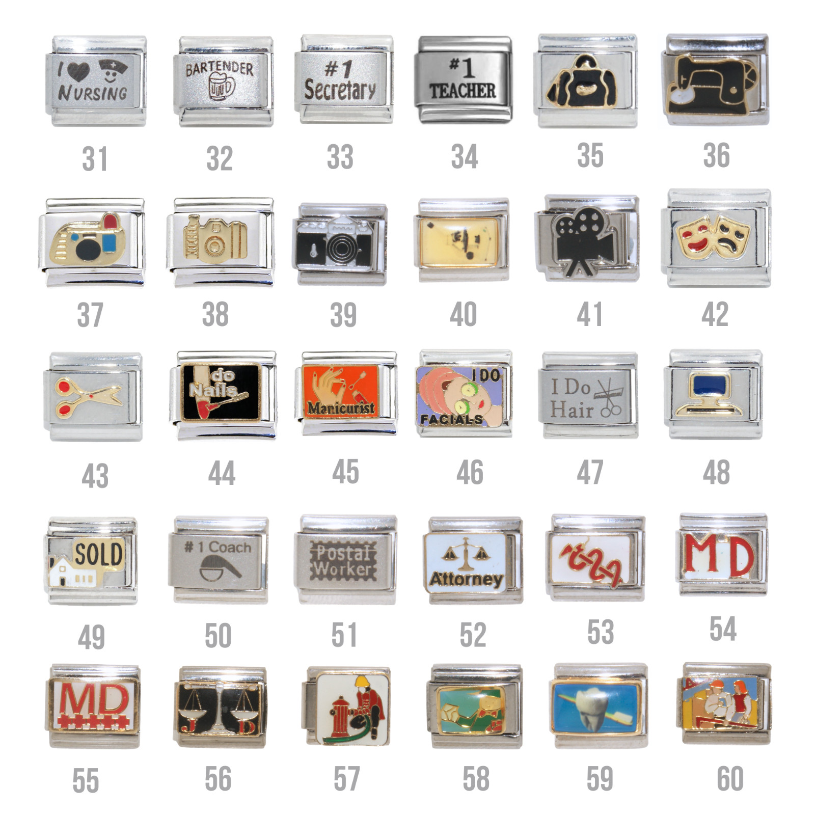Jobs and Hobbies 9mm Italian charms fits classic italian charm bracelet