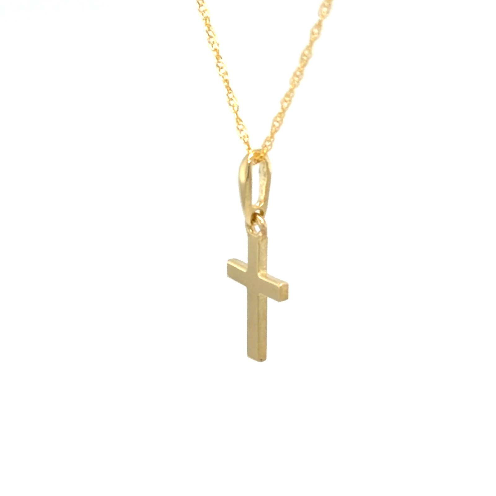10K or 14K Solid Gold Small Cross Pendant Charm Dainty Religious Necklace Women
