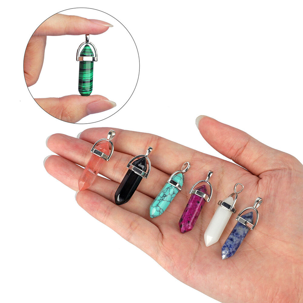 Quartz Point Chakra Glass Healing Gemstone Pendant Necklace Stone Gift