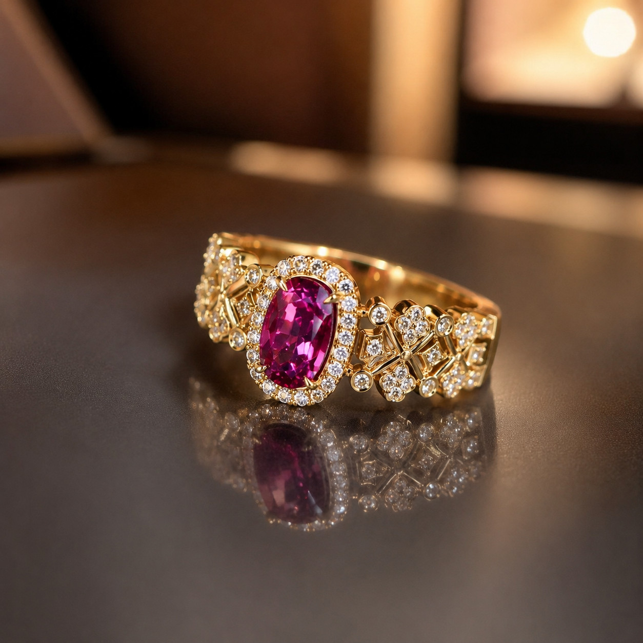 2.60 Ct Natural Ruby & Diamond Wedding Gift Ring 14K Yellow Gold 7 (Import Free)