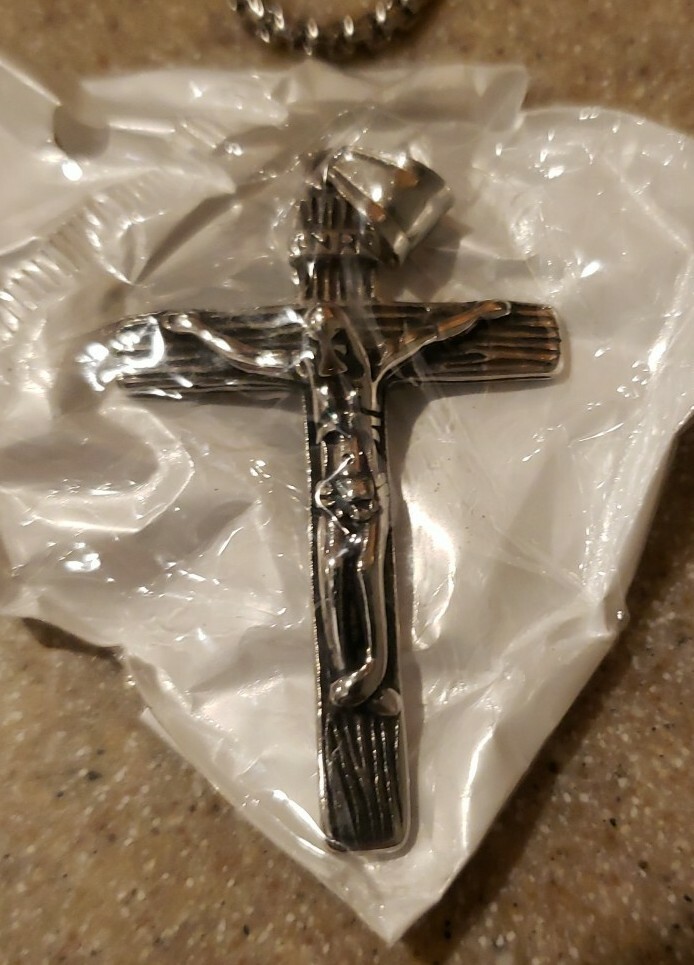 Outlaws Amsterdam Stainless Steel Jesus Cross Necklace 65cm (25.5in) NEW IN BAG