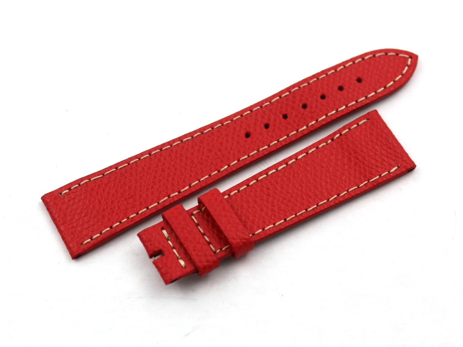 Genuine Red Leather Watch Strap Various Sizes Flat Pin Buckle New