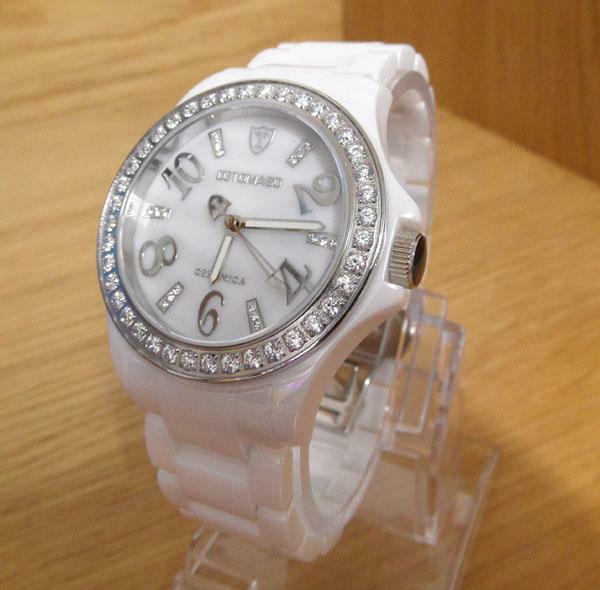 Mens Ladies Detomaso White Ceramic Silver Crystal Sapphire Face Watch DT3015A