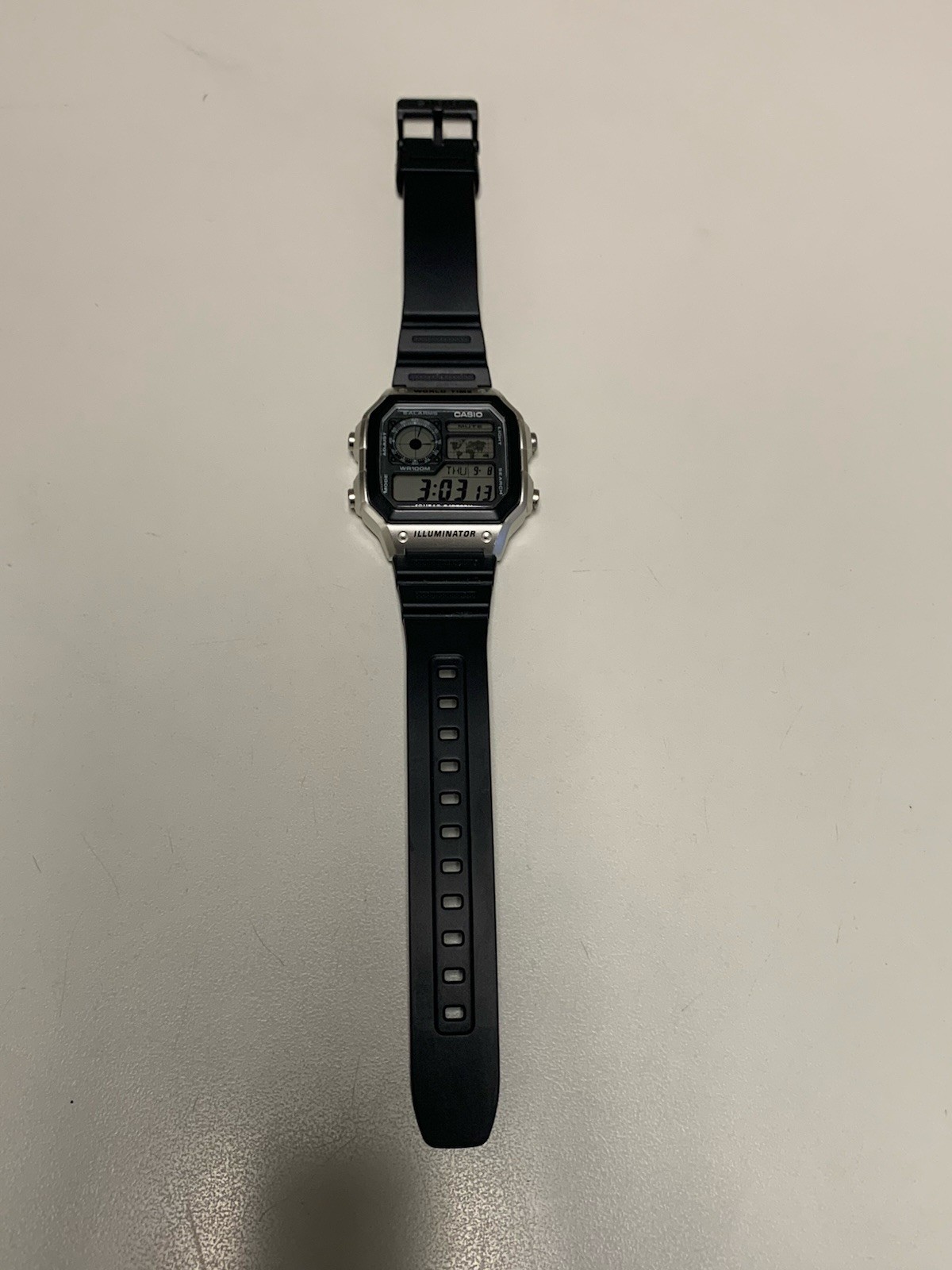 Casio World Time AE1200 Royale Silver Case Black Band