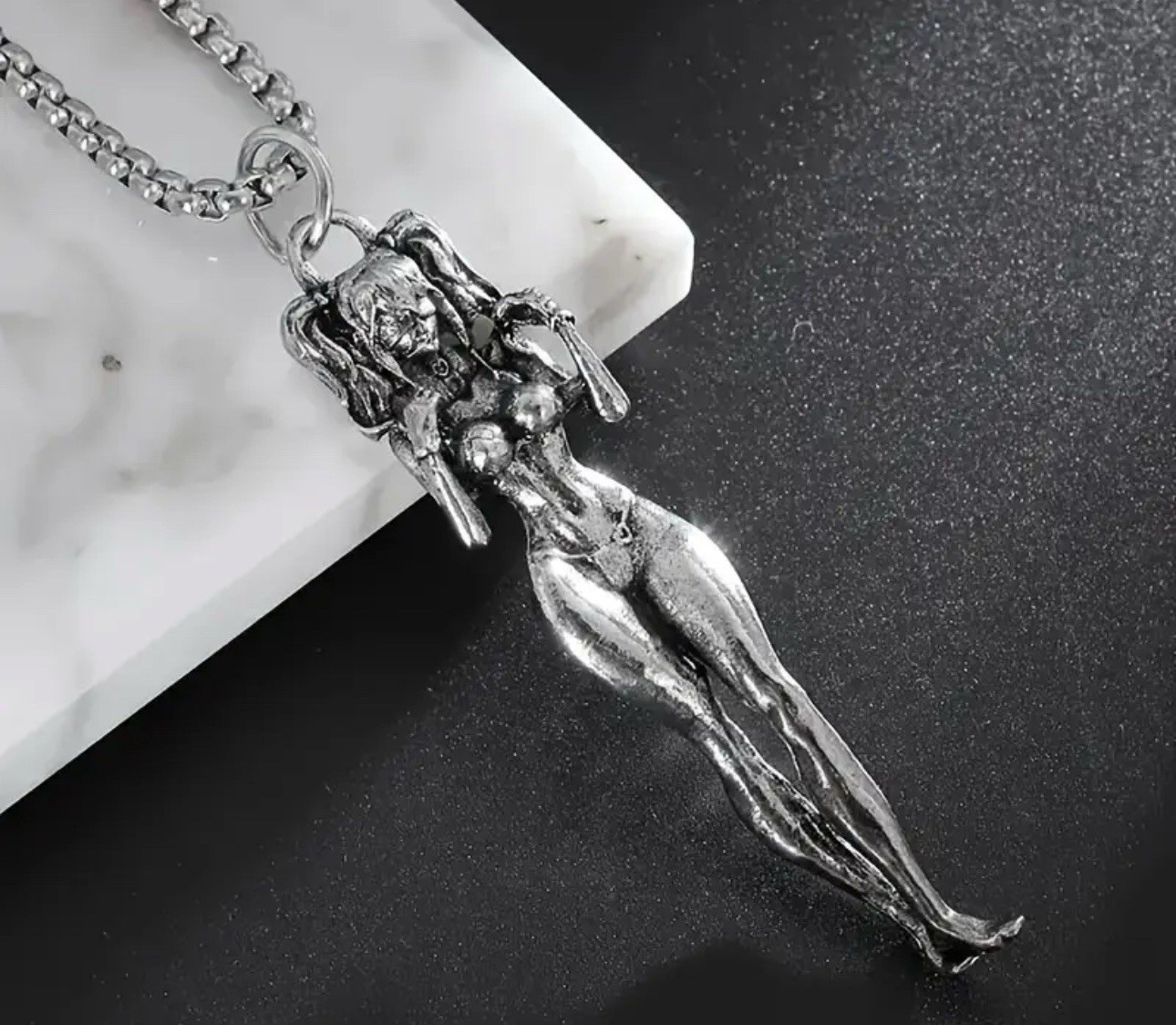 Men’s Amulet Stainless Steel Sexy Witch Girl Necklace Pendant Jewelry Wholesale