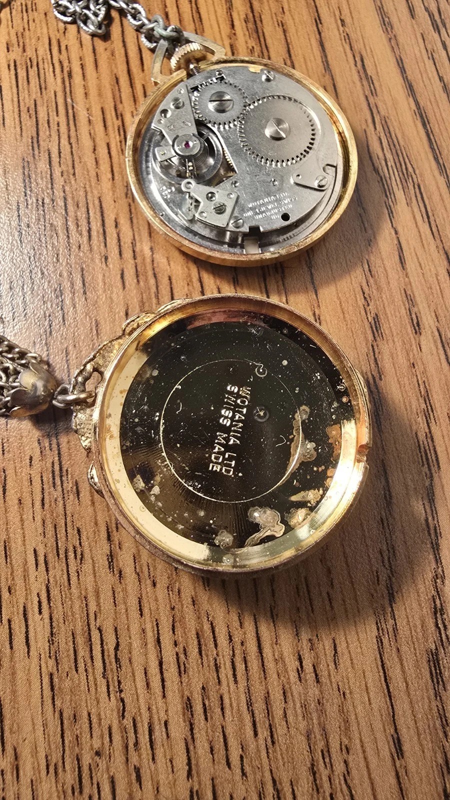 Vintage Wotania LTD Swiss Pendant Necklace Watch – Ornate Gold Tone – 1 Jewel